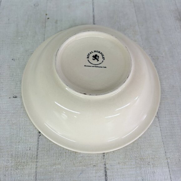 Royal Norfolk MAMBO Greenbrier Yellow Center Rings Stoneware Soup Bowls Set of 4